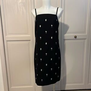 Elegant Black “Cocktail” Dress with Subtle Embroidery